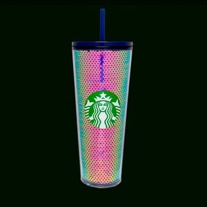 Starbucks Multicolor Sequin Plastic Cold Cup Venti 24oz